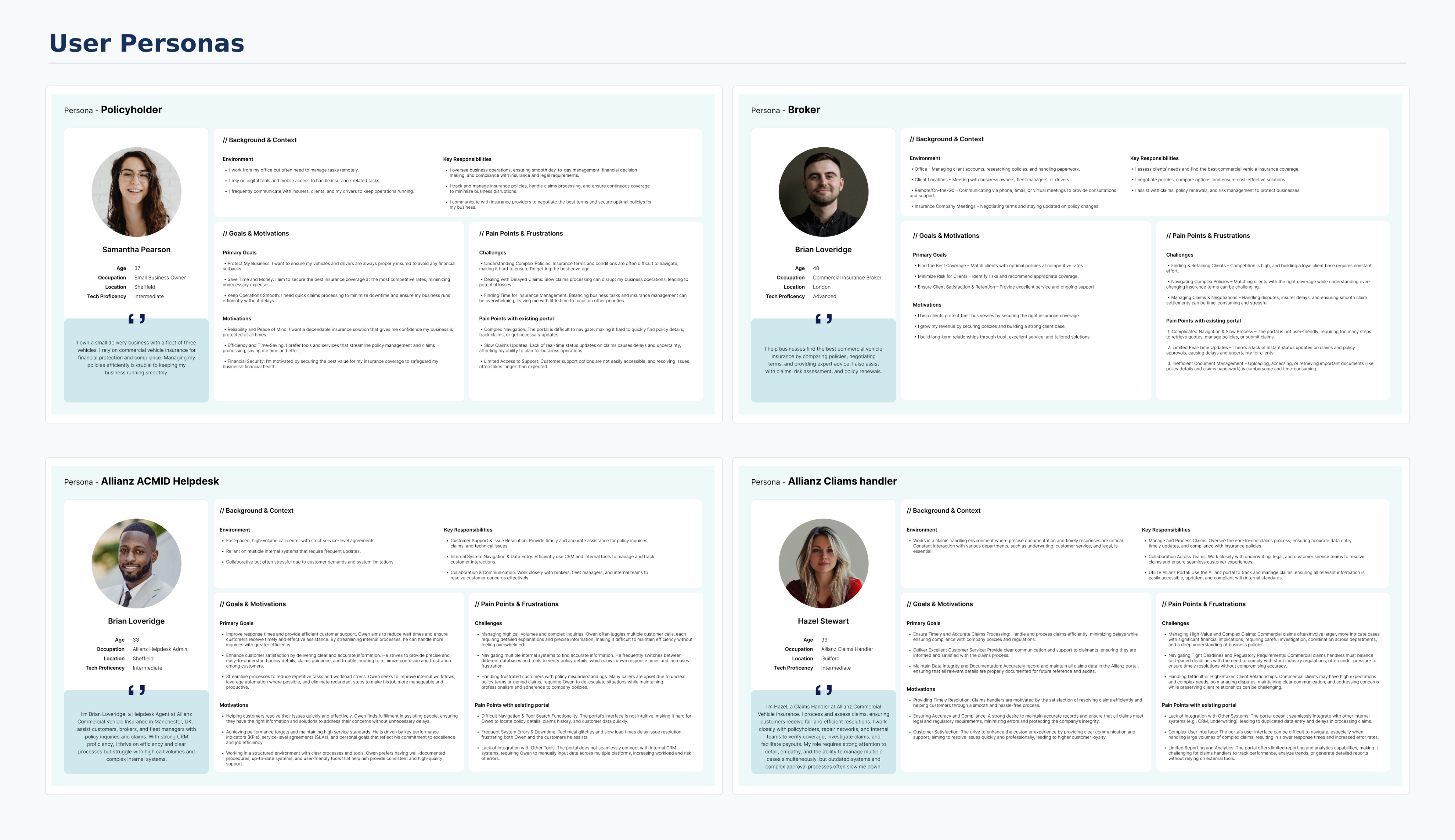 Personas capture the different access and policy-management needs.